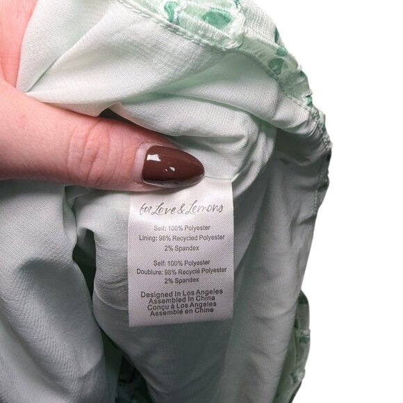 For Love & Lemons Drea Mini Dress Green Textured Tie Back 2X NWT - Picture 5 of 6